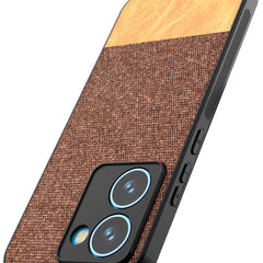 Kapa Soft Fabric & Leather Hybrid Protective Back Cover for Realme P3 Ultra 5G | Shockproof Slim Hard Anti Slip Back Case (Brown) - Mobizang