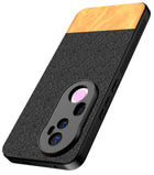 Kapa Soft Fabric & Leather Hybrid Protective Back Cover for Vivo T4 Ultra 5G | Shockproof Slim Hard Anti Slip Back Case (Black,Brown) - Mobizang