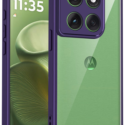 Kapa Hawkeye Clear Slim Tough Back Cover for Moto Edge 70 | Camera Lens Protector Anti Yellow Shockproof Clear Hybrid Case Cover (Purple)