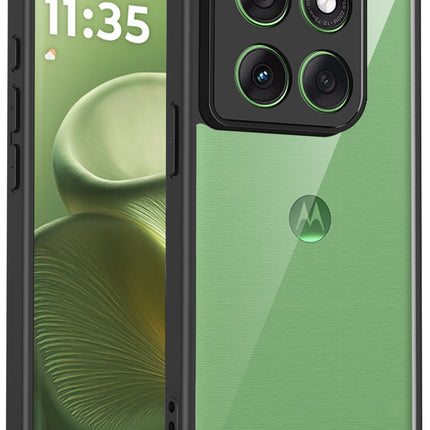 Kapa Hawkeye Clear Slim Tough Back Cover for Moto Edge 60 Pro | Camera Lens Protector Anti Yellow Shockproof Clear Hybrid Case Cover (Black)
