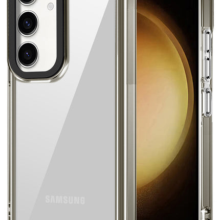 Kapa Warrior Acrylic Clear Back Cover For Samsung Galaxy S24 FE | Slim Shockproof [Military Grade Protection] Hybrid Bumper Case (Grey Sides)