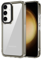 Kapa Warrior Acrylic Clear Back Cover For Samsung Galaxy S24 FE | Slim Shockproof [Military Grade Protection] Hybrid Bumper Case (Grey Sides)