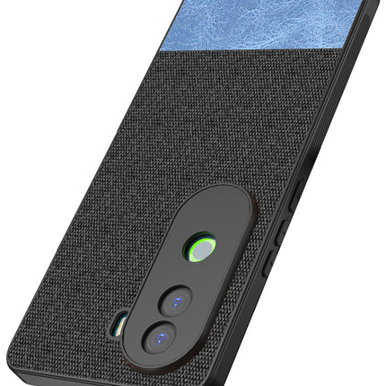 Kapa Soft Fabric & Leather Hybrid Protective Back Cover for Vivo V40E / iQOO Z9S | Shockproof Slim Hard Anti Slip Back Case (Black,Blue)