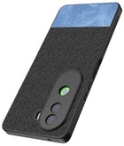 Kapa Soft Fabric & Leather Hybrid Protective Back Cover for Vivo V40E / iQOO Z9S | Shockproof Slim Hard Anti Slip Back Case (Black,Blue)