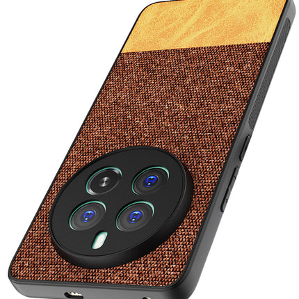 Kapa Soft Fabric & Leather Hybrid Protective Back Cover for Realme 12 Pro / 12 Pro Plus | Shockproof Slim Hard Anti Slip Back Case (Brown)