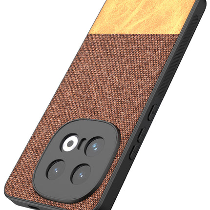 Kapa Soft Fabric & Leather Hybrid Protective Back Cover for Iqoo 13 (5G) | Shockproof Slim Hard Anti Slip Back Case (Brown)