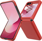 Kapa Textured Grip Hinge Protection Back Cover for Samsung Galaxy Z Flip6 / Z Flip 6 | with [Inbuilt Glass] Full Body Shockproof Hard Back Case (Red) - Mobizang