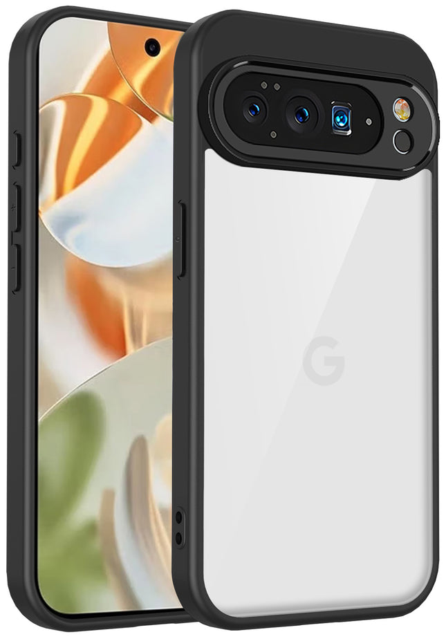 Kapa Hawkeye Clear Slim Tough Back Cover for Google Pixel 10 Pro | Camera Lens Protector Anti Yellow Shockproof Clear Hybrid Case Cover (Black)