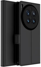 Kapa Noble Slim Magnetic Leather Flip Case Cover for Vivo X300 Pro 5G | Card Holder Stand Flip Wallet Case (Black)