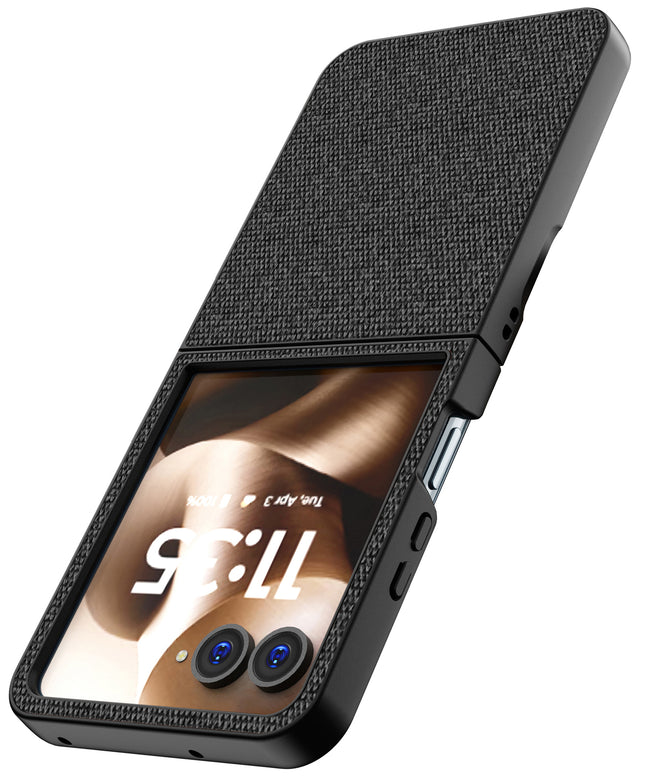 Kapa Soft Full Fabric Protective Back Case Cover for Moto Razr 60 / 50 | Shockproof Slim Hard Anti Slip Back Case (Black)