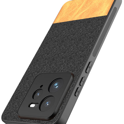 Kapa Soft Fabric & Leather Hybrid Protective Back Cover for Realme GT 7 PRO | Shockproof Slim Hard Anti Slip Back Case (Black,Brown) - Mobizang