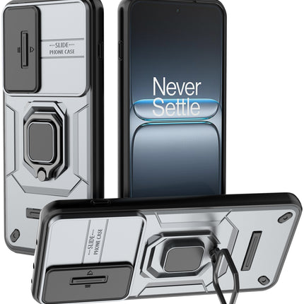 Kapa Armor Slider Back Cover for OnePlus Nord 5 | Inbuilt Ring + Camera Slider Shockproof Lens Protection Bumper Back Case (Grey)