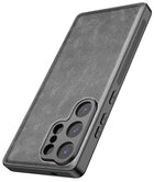 Kapa Tux Leather Back Cover for Samsung Galaxy S25 Ultra | Slim Shockproof Camera Protection Bumper Case (Grey) - Mobizang