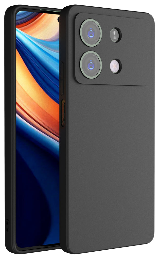 Kapa Matte Protective Lens Flexible Back Cover for Poco X6 Neo (5G) | Slim Silicone with Soft Lining Shockproof Full Body Bumper Case (Black)