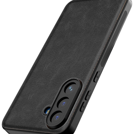 Kapa Tux Leather Back Cover for Samsung Galaxy M36 / F36 5G | Slim Shockproof Camera Protection Bumper Case (Black)