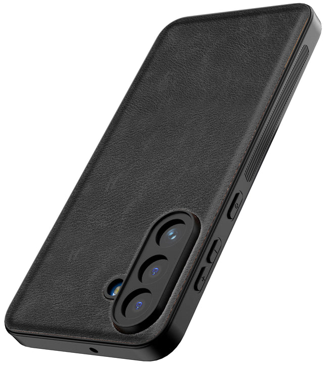Kapa Tux Leather Back Cover for Samsung Galaxy M36 / F36 5G | Slim Shockproof Camera Protection Bumper Case (Black)