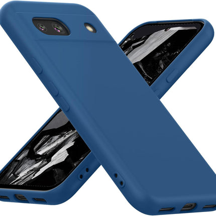 Kapa Matte Protective Lens Flexible Back Cover for Google Pixel 8A | Slim Silicone with Soft Lining Shockproof Full Body Bumper Case (Blue)