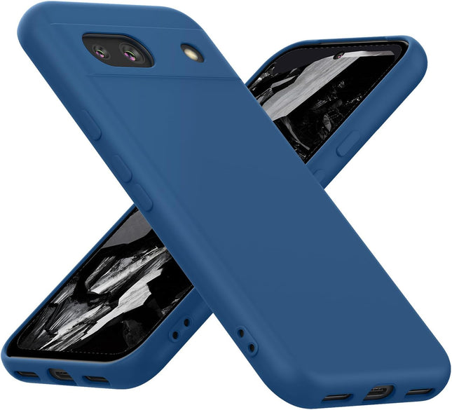 Kapa Matte Protective Lens Flexible Back Cover for Google Pixel 8A | Slim Silicone with Soft Lining Shockproof Full Body Bumper Case (Blue)