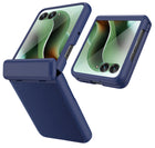 Kapa Leather Hinge Protection Back Cover for Moto Razr 60 Ultra| with [Inbuilt Glass] Full Body Shockproof Hard Back Case (Blue)