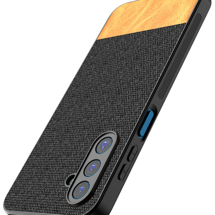 Kapa Soft Fabric & Leather Hybrid Protective Back Cover for Samsung Galaxy M36 / F36 5G | Shockproof Slim Hard Anti Slip Back Case (Black,Brown)