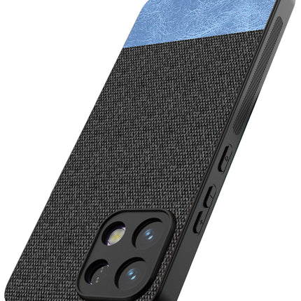 Kapa Soft Fabric & Leather Hybrid Protective Back Cover for Oppo K13 5G | Shockproof Slim Hard Anti Slip Back Case (Black,Blue) - Mobizang