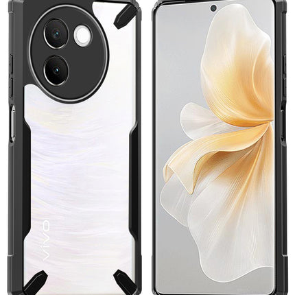 Kapa Bull Clear Back Cover for Vivo V30E (5G) | [Military Grade Protection] Shock Proof Slim Hybrid Bumper Case (Black)