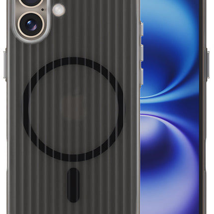 Kapa Matte Magnetic Wave Grip Back Cover for Apple iPhone 16 | [MagSafe Compatible] Wireless charging, Slim, Metal Buttons, Frosted Back Case (Grey)