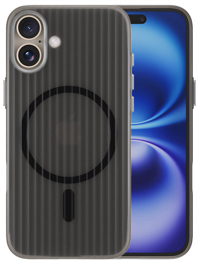 Kapa Matte Magnetic Wave Grip Back Cover for Apple iPhone 16 | [MagSafe Compatible] Wireless charging, Slim, Metal Buttons, Frosted Back Case (Grey)