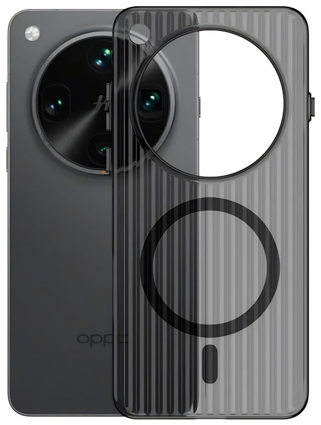 Kapa Matte Magnetic Wave Grip Back Cover for Oppo Find X8 | [MagSafe Compatible] Wireless charging, Slim, Metal Buttons, Frosted Back Case (Grey) - Mobizang