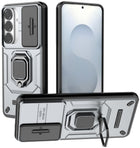 Kapa Armor Slider Back Cover for Samsung Galaxy S26 Plus | Inbuilt Ring + Camera Slider Shockproof Lens Protection Bumper Back Case (Grey)