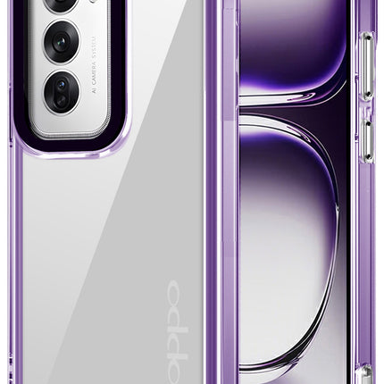 Kapa Warrior Acrylic Clear Back Cover For Oppo Reno 12 (5G) | Slim Shockproof [Military Grade Protection] Hybrid Bumper Case (Purple Sides) - Mobizang