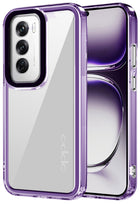 Kapa Warrior Acrylic Clear Back Cover For Oppo Reno 12 (5G) | Slim Shockproof [Military Grade Protection] Hybrid Bumper Case (Purple Sides) - Mobizang