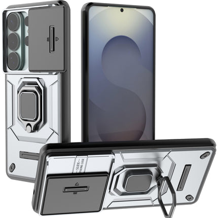 Kapa Armor Slider Back Cover for Samsung Galaxy S26 Ultra | Inbuilt Ring + Camera Slider Shockproof Lens Protection Bumper Back Case (Grey)