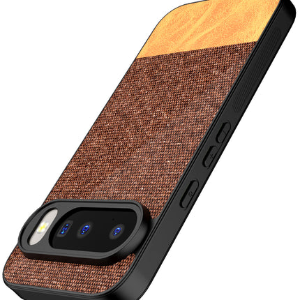 Kapa Soft Fabric & Leather Hybrid Protective Back Cover for Google Pixel 10 | Shockproof Slim Hard Anti Slip Back Case (Brown)