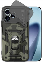 Kapa Tank Back Cover for Apple iPhone 17 Pro Max | Inbuilt Ring + Slider Shockproof Lens Protection Bumper Back Case (Black)