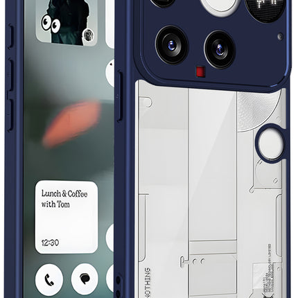 Kapa Hawkeye Clear Slim Tough Back Cover for Nothing Phone 3 5G | Camera Lens Protector Anti Yellow Shockproof Clear Hybrid Case Cover (Blue Sides)