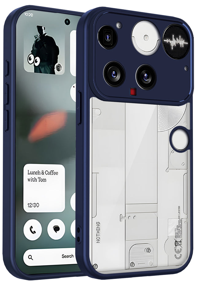 Kapa Hawkeye Clear Slim Tough Back Cover for Nothing Phone 3 5G | Camera Lens Protector Anti Yellow Shockproof Clear Hybrid Case Cover (Blue Sides)