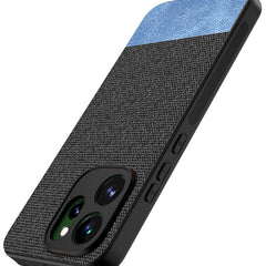 Kapa Soft Fabric & Leather Hybrid Protective Back Cover for Oppo Reno 15 Pro 5G | Shockproof Slim Hard Anti Slip Back Case (Black,Blue) - Mobizang