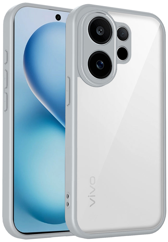 Kapa Hawkeye Clear Slim Tough Back Cover for Vivo V60 / V60e / Vivo T4 Pro 5G | Camera Lens Protector Anti Yellow Shockproof Clear Hybrid Case Cover (Grey Sides)