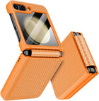 Kapa Textured Grip Hinge Protection Back Cover for Samsung Galaxy Z Flip5 / Z Flip 5 | with [Inbuilt Glass] Full Body Shockproof Hard Back Case (Orange)