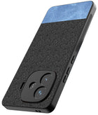 Kapa Soft Fabric & Leather Hybrid Protective Back Cover for iQoo Neo 10R | Shockproof Slim Hard Anti Slip Back Case (Black,Blue)
