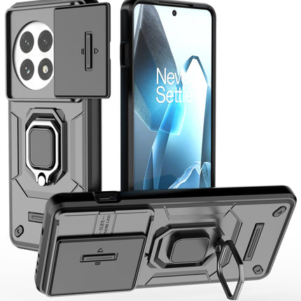 Kapa Armor Slider Back Cover for OnePlus 13 | Inbuilt Ring + Camera Slider Shockproof Lens Protection Bumper Back Case (Black)
