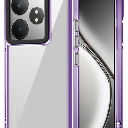 Kapa Warrior Acrylic Clear Back Cover For Realme GT 6 / GT 6T | Slim Shockproof [Military Grade Protection] Hybrid Bumper Case (Purple Sides)