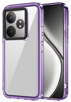 Kapa Warrior Acrylic Clear Back Cover For Realme GT 6 / GT 6T | Slim Shockproof [Military Grade Protection] Hybrid Bumper Case (Purple Sides)