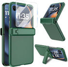Kapa Textured Grip with Stand Hinge Protection Back Cover for Moto Razr 60 Ultra | with [Inbuilt Glass] Full Body Shockproof Hard Back Case (Green)