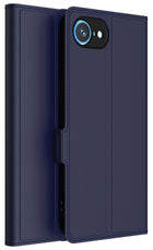 Kapa Noble Slim Magnetic Leather Flip Case Cover for Apple iPhone 16E | Card Holder Stand Flip Wallet Case (Blue)