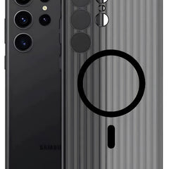 Kapa Wave Magnetic Frosted Grip Back Cover for Samsung Galaxy S23 Ultra | [MagSafe Compatible] Wireless charging, Slim, Metal Buttons Matte Finish Back Case (Grey) - Mobizang