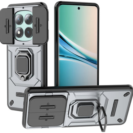Kapa Armor Slider Back Cover for Redmi Note 15 5G | Inbuilt Ring + Camera Slider Shockproof Lens Protection Bumper Back Case (Grey)