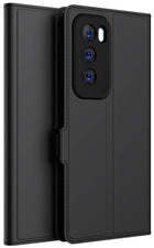 Kapa Noble Slim Magnetic Leather Flip Case Cover for Oppo Reno 12 (5G) | Card Holder Stand Flip Wallet Case (Black)