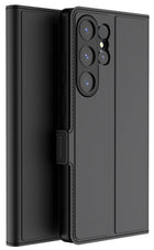 Kapa Noble Slim Magnetic Leather Flip Case Cover for Samsung Galaxy S25 Ultra | Card Holder Stand Flip Wallet Case (Black)